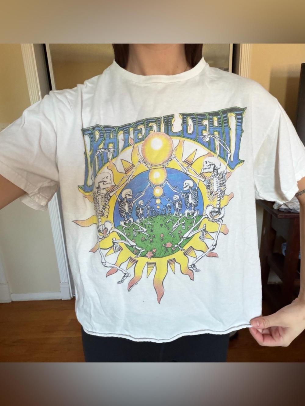 Grateful Dead Graphic Tee - White with Yellow & Green Sun Design
